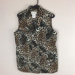 Vintage Miss Dorby Sleeveless Animal Print Top Plus Size 18